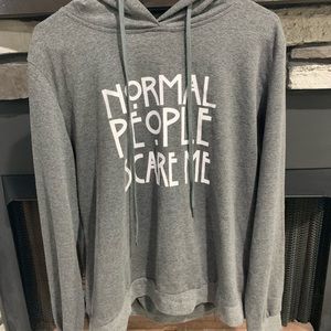 Normal people scare me hoodie long sleeve shirt with hoodie string, size XXL